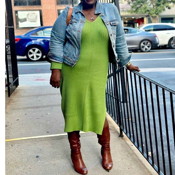 NWT Women's Long Sleeve Sweater Dress - A New Day Green M - Picture 5 of 5